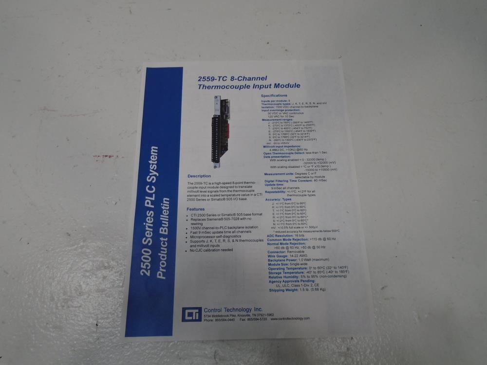 Control Technology 2559-TC 8-Channel Thermocouple Input Module